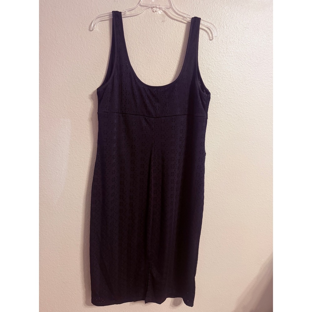 Bloomchic Black Eyelet Corset Midi Dress Hook & Eye Front Size 16 Sleeveless - Picture 8 of 10